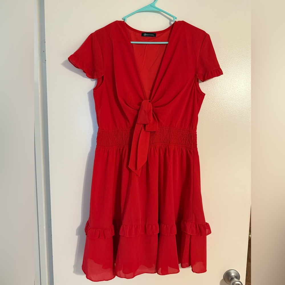 Chic Red Tie-Front Mini Dress